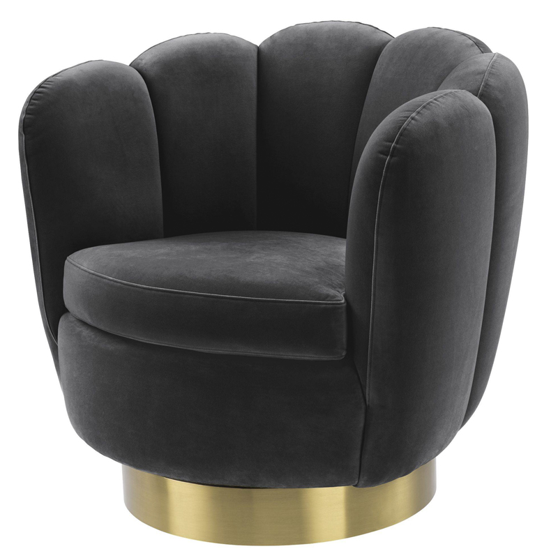 Кресло Eichholtz Swivel Chair Mirage dark grey Серый Матовая латунь в Рязани | Loft Concept 
