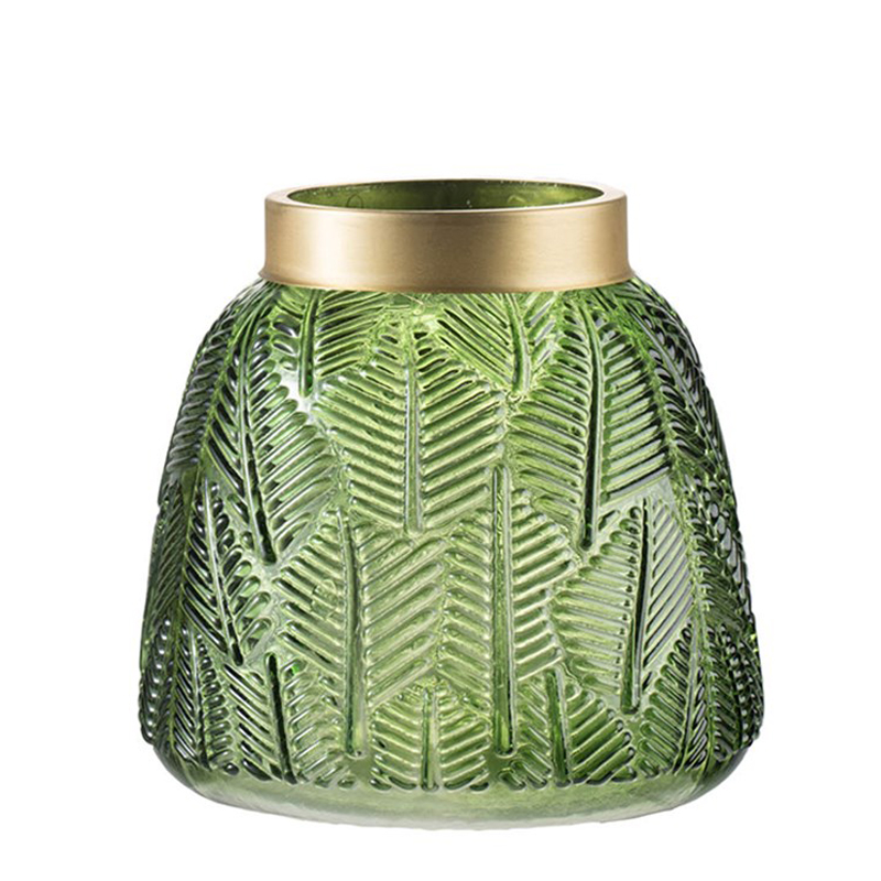 Ваза Green Vase Golden Throat Золотой Прозрачный зеленый Ваза Green Vase Golden Throat Золотой Прозрачный зеленый в Рязани | Loft Concept