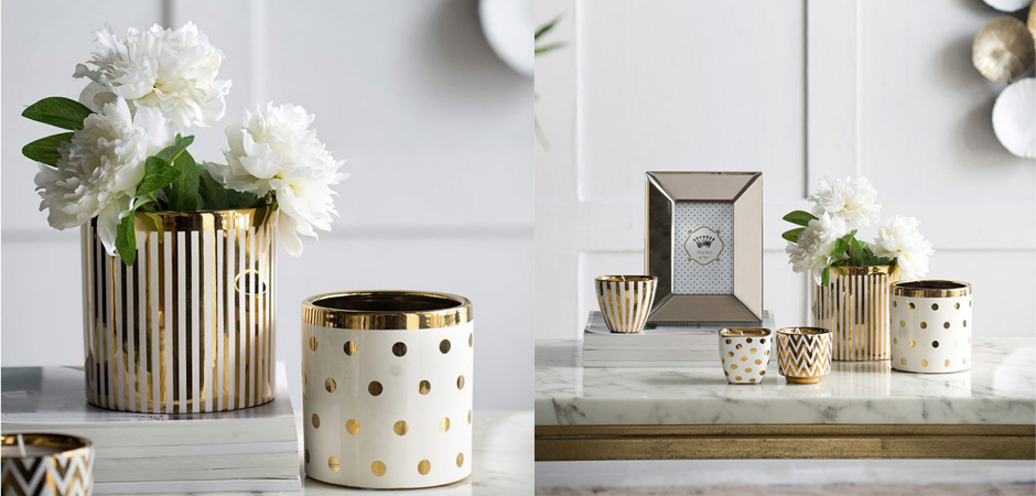 Ваза Gold & White Stripes Ваза Gold & White Stripes - Loft-Concept в Рязани