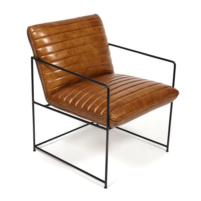 Кресло Industrial Frame buffalo leather armchair Черный Коричневый в Рязани | Loft Concept 