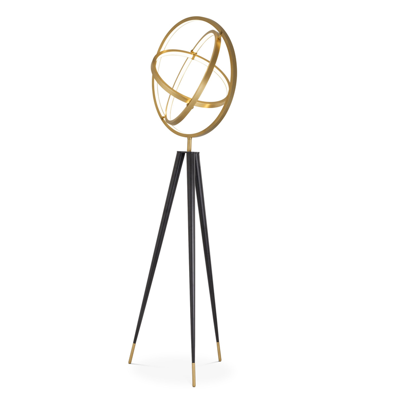 Торшер Eichholtz Floor Lamp Cassini Латунь Античная полированная Черный Торшер Eichholtz Floor Lamp Cassini Латунь Античная полированная Черный в Рязани | Loft Concept