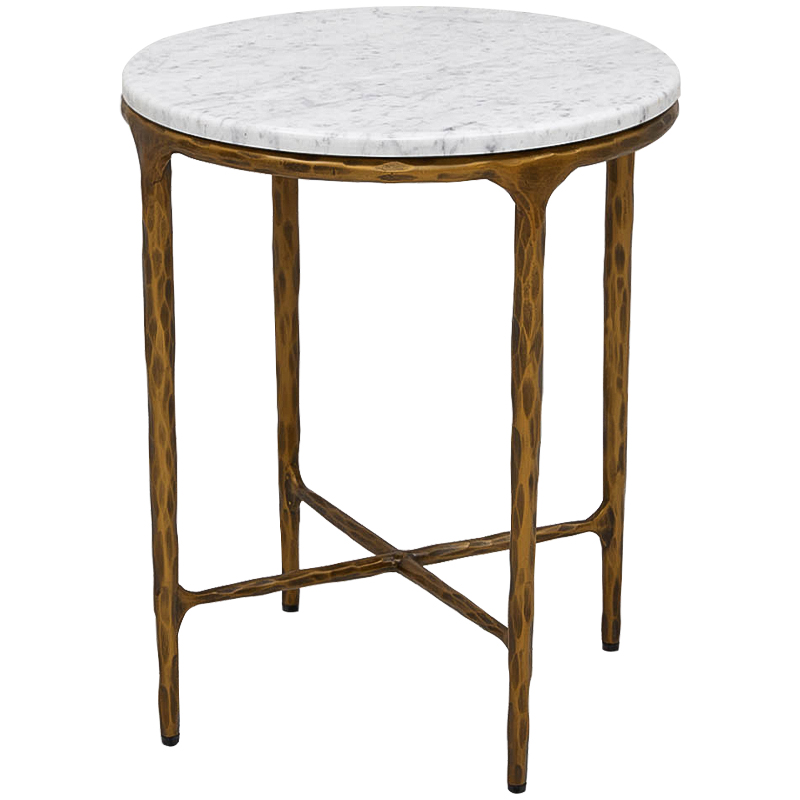 Приставной стол круглый с мраморной столешницей Randy Marble Round Coffee Table Белый Мрамор Bianco Золотой Приставной стол круглый с мраморной столешницей Randy Marble Round Coffee Table Белый Мрамор Bianco Золотой в Рязани | Loft Concept