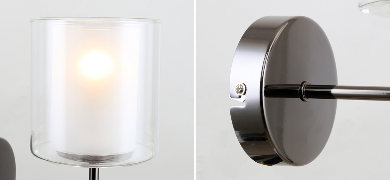 Жемчужно-черное бра с плафоном из двойного стекла LAURENT - фото