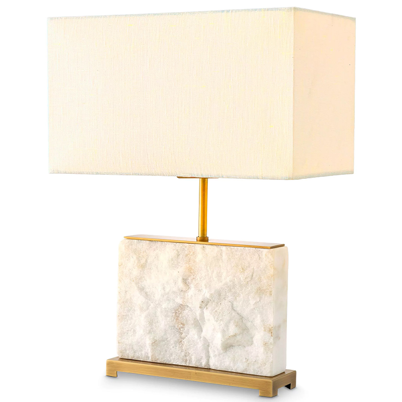 Настольная лампа Eichholtz Table Lamp Newton S Marble Белый Мрамор Bianco Латунь Кремовый в Рязани | Loft Concept 