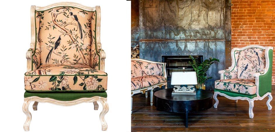 Кресло Beige and Green Chinoiserie Armchair Кресло Beige and Green Chinoiserie Armchair - Loft-Concept в Рязани