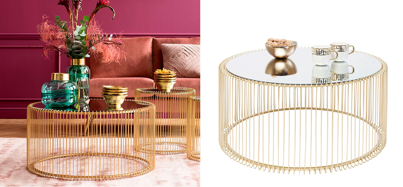 Кофейный столик золото круглый  Anthony - фото