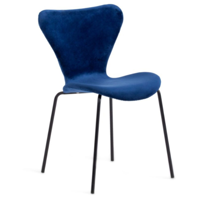 Стул Julissa Blue Chair флок Синий Черный Стул Julissa Blue Chair флок Синий Черный в Рязани | Loft Concept