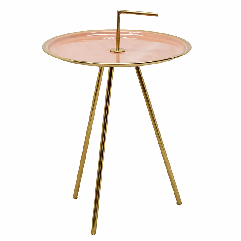 Приставной стол Salute Table Pink Розовый пастельный Глянцевое золото в Рязани | Loft Concept 