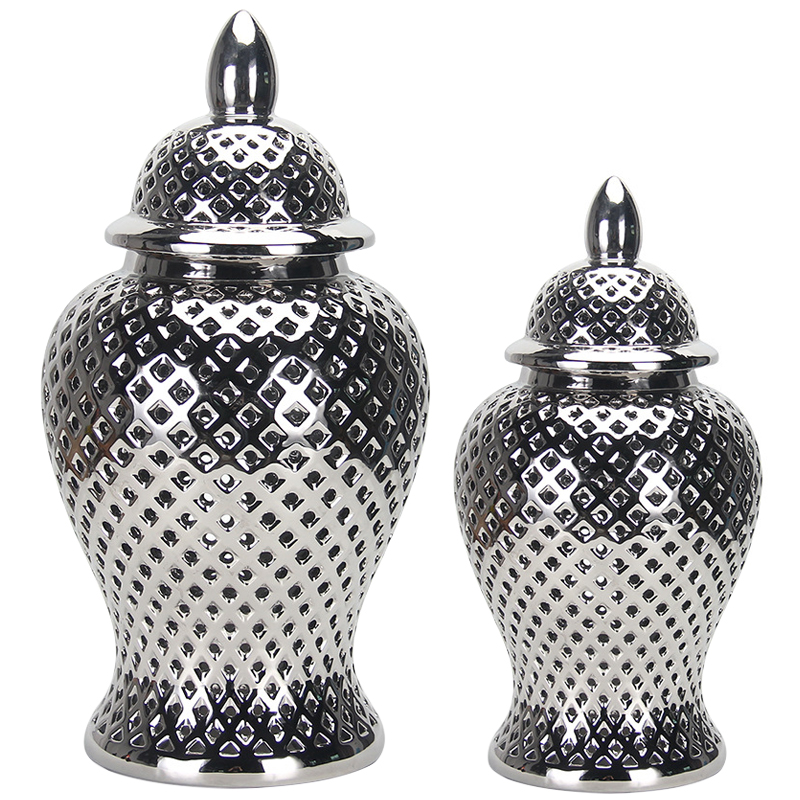 Ваза с крышкой Ceramic Silver Vase Серебряный Ваза с крышкой Ceramic Silver Vase Серебряный в Рязани | Loft Concept