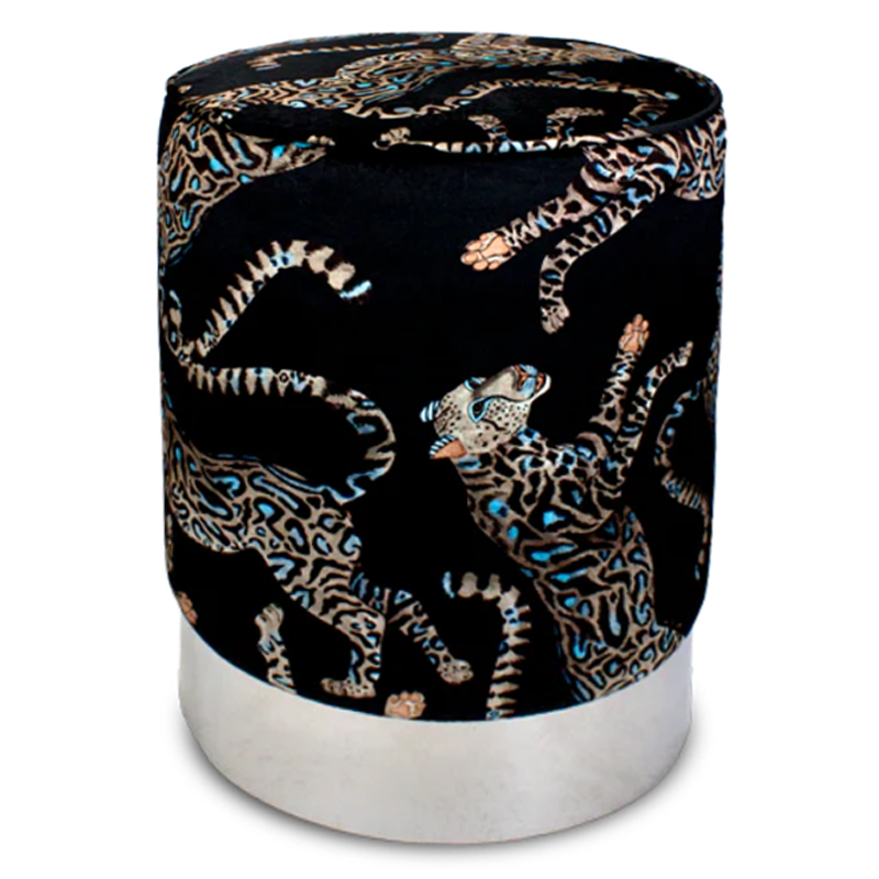 Пуф Леопарды Cheetah Kings Starry Nights Velvet Pouffe Черный Серебряный Пуф Леопарды Cheetah Kings Starry Nights Velvet Pouffe Черный Серебряный в Рязани | Loft Concept