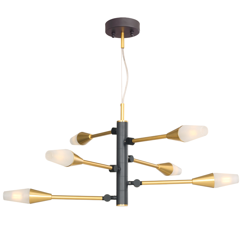 Люстра Paulette Chandelier Латунь Серый Белое матовое стекло Люстра Paulette Chandelier Латунь Серый Белое матовое стекло в Рязани | Loft Concept