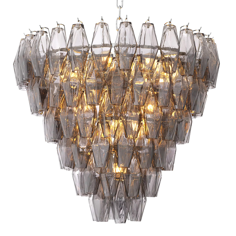 Люстра Eichholtz Chandelier Benini S Никель Стекло Смок Люстра Eichholtz Chandelier Benini S Никель Стекло Смок в Рязани | Loft Concept