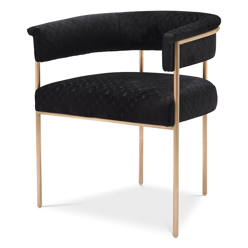 Стул Philipp Plein Dining Chair Monogram Чёрный Черный Золотой Стул Philipp Plein Dining Chair Monogram Чёрный Черный Золотой в Рязани | Loft Concept