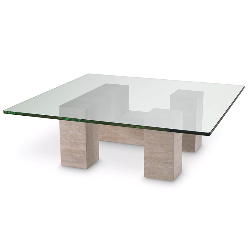 Кофейный стол Eichholtz Coffee Table Ikal Прозрачное Стекло Песочный в Рязани | Loft Concept 