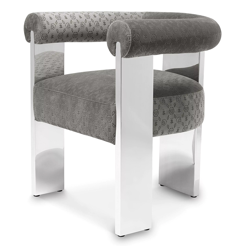 Стул Philipp Plein Dining Chair Icon Grey Серый Хром Стул Philipp Plein Dining Chair Icon Grey Серый Хром в Рязани | Loft Concept
