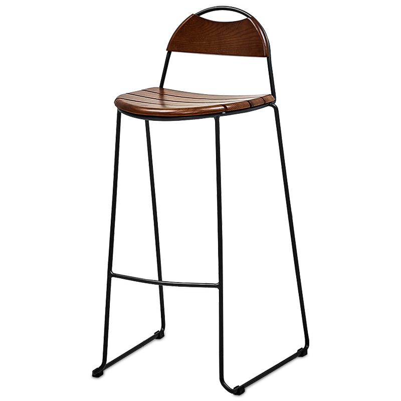 Барный стул Yumann Stool Черный Коричневый Барный стул Yumann Stool Черный Коричневый в Рязани | Loft Concept