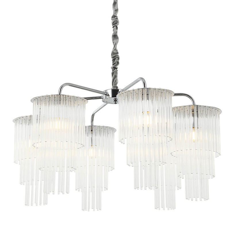 Люстра Harrison Chandelier chrome 6 lamp Хром Прозрачный Люстра Harrison Chandelier chrome 6 lamp Хром Прозрачный в Рязани | Loft Concept