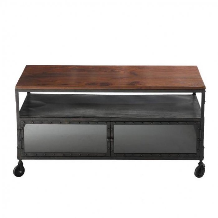 Тумба в стиле Индастриал на колёсах Industrial Bar Oak Chest mini Черный Тумба в стиле Индастриал на колёсах Industrial Bar Oak Chest mini Черный в Рязани | Loft Concept