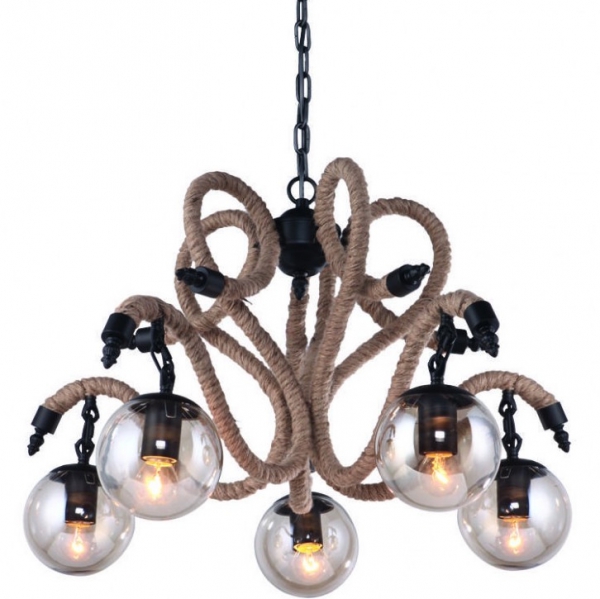 Люстра Loft Rope Chandelier Globe 5 Черный Люстра Loft Rope Chandelier Globe 5 Черный в Рязани | Loft Concept