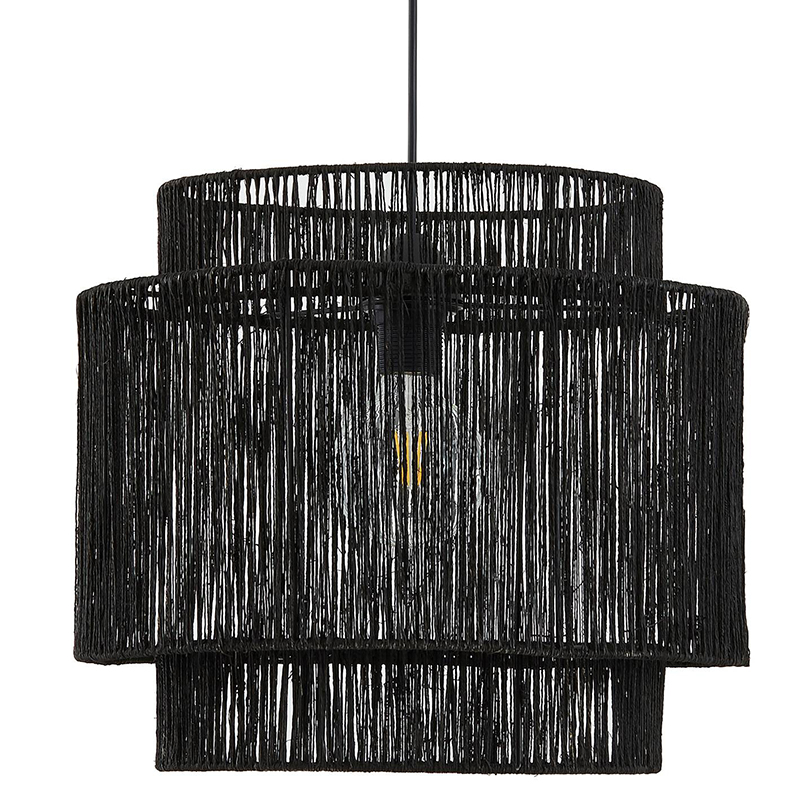 Подвесной светильник Signe Wicker Hemp Black Dual Черный Подвесной светильник Signe Wicker Hemp Black Dual Черный в Рязани | Loft Concept