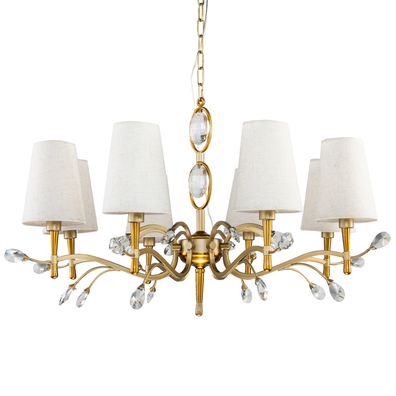 Люстра Desiree Chandelier 84 Латунь матовое золото Белый Прозрачный Люстра Desiree Chandelier 84 Латунь матовое золото Белый Прозрачный в Рязани | Loft Concept