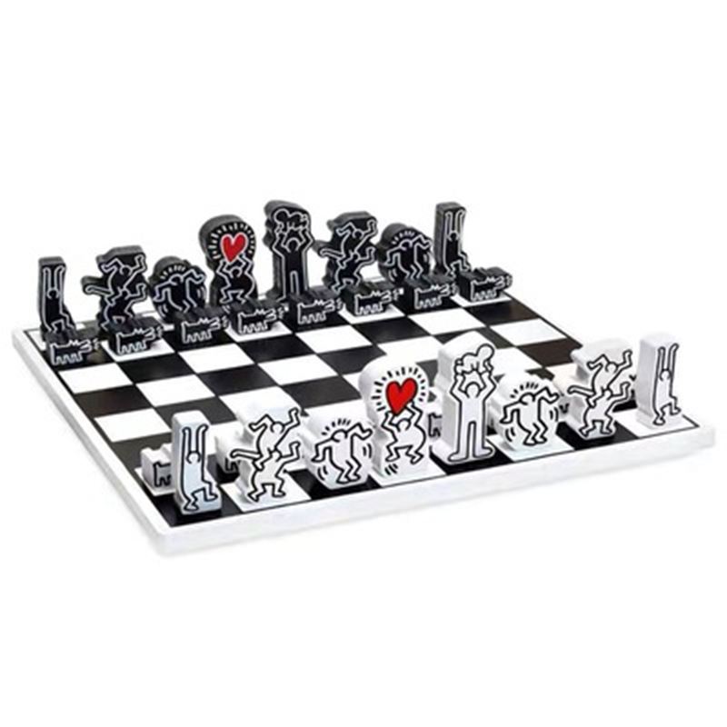 Деревянный шахматный набор Keith Haring Chess Set Белый Черный Красный Деревянный шахматный набор Keith Haring Chess Set Белый Черный Красный в Рязани | Loft Concept