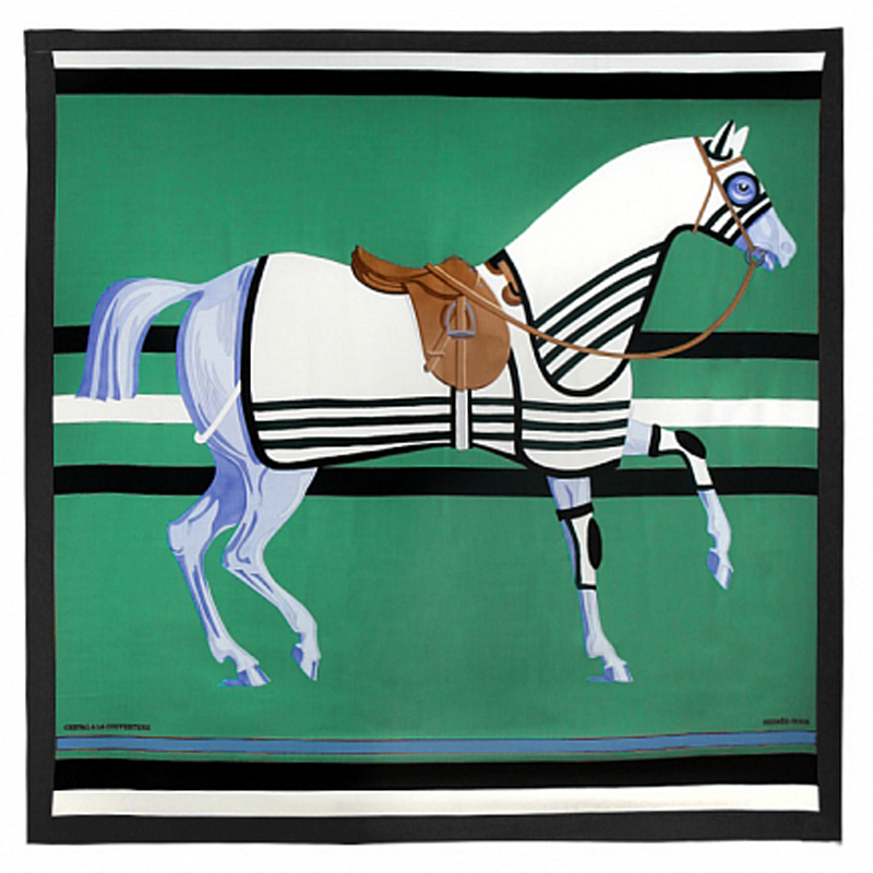 Плед Hermes Horse Green Plaid Зеленый Голубой Черный Коричневый в Рязани | Loft Concept 