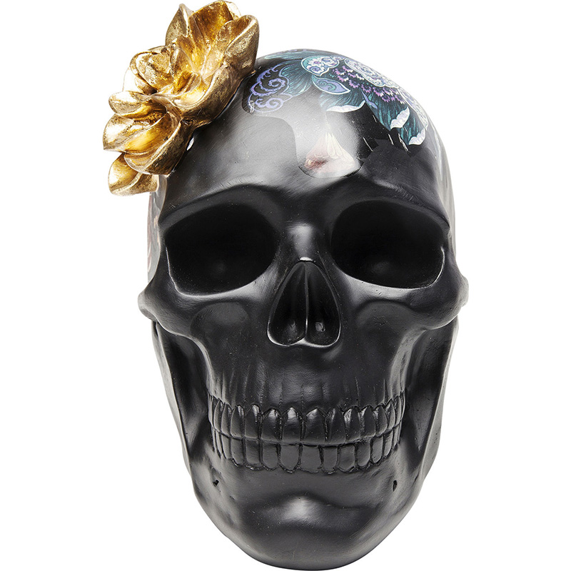 Статуэтка Skull with flowers Черный Статуэтка Skull with flowers Черный в Рязани | Loft Concept