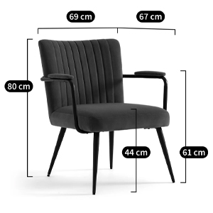 Кресло бархатное с подлокотниками на металлическом каркасе Oriel Retro Armchair в Рязани