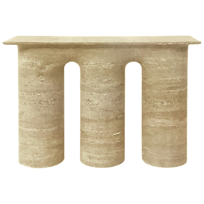 Консоль Three Columns Marble Travertine Console Песочный Коричневый Консоль Three Columns Marble Travertine Console Песочный Коричневый в Рязани | Loft Concept