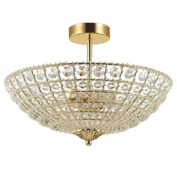 Потолочный светильник Casbah Crystal Top Lamp 3 Gold Прозрачный Глянцевое золото Потолочный светильник Casbah Crystal Top Lamp 3 Gold Прозрачный Глянцевое золото в Рязани | Loft Concept