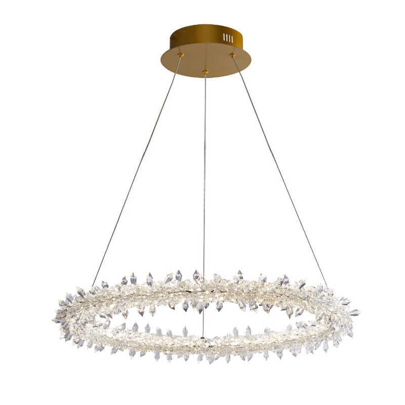 Люстра Crystal round chandelier Прозрачный Латунь Люстра Crystal round chandelier Прозрачный Латунь в Рязани | Loft Concept