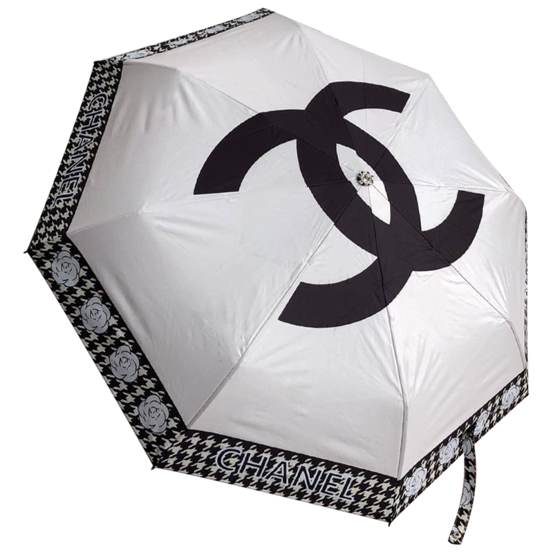 Зонт раскладной CHANEL дизайн 016 Белый цвет Белый Черный Зонт раскладной CHANEL дизайн 016 Белый цвет Белый Черный в Рязани | Loft Concept