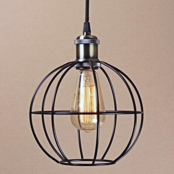 Подвесной светильник Wire Cage Pendant Ball Black Черный Подвесной светильник Wire Cage Pendant Ball Black Черный в Рязани | Loft Concept