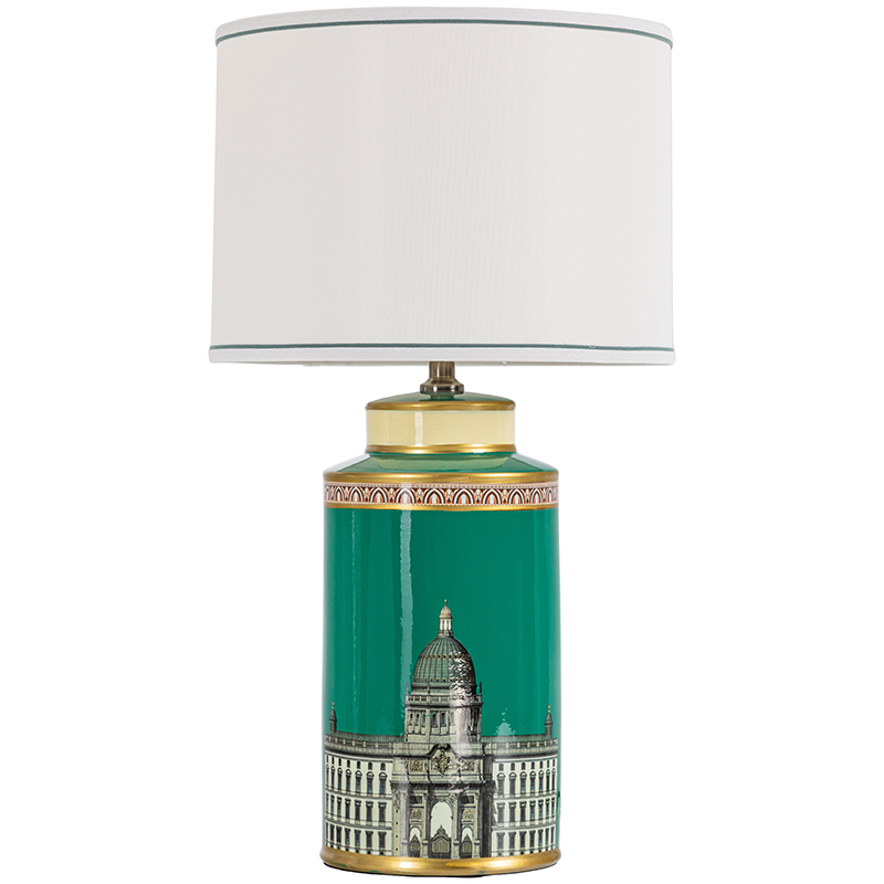 Настольная лампа Old Town Green Lampshade Белый Зеленый Золотой Настольная лампа Old Town Green Lampshade Белый Зеленый Золотой в Рязани | Loft Concept