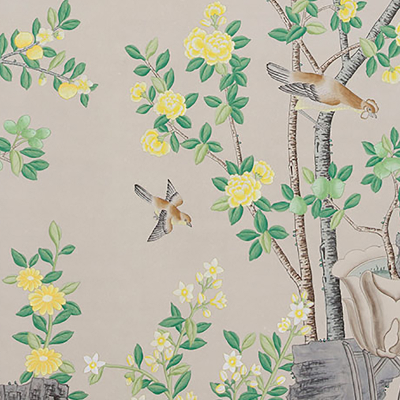 Обои ручная роспись Jardinieres & Citrus Trees Silver metallic  в Рязани | Loft Concept 