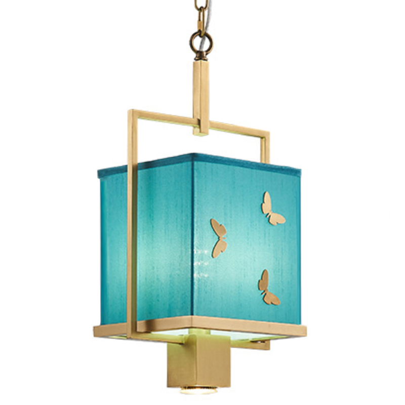 Светильник с бабочками Butterflies Blue Background Hanging lamp Латунь Бирюзовый Светильник с бабочками Butterflies Blue Background Hanging lamp Латунь Бирюзовый в Рязани | Loft Concept