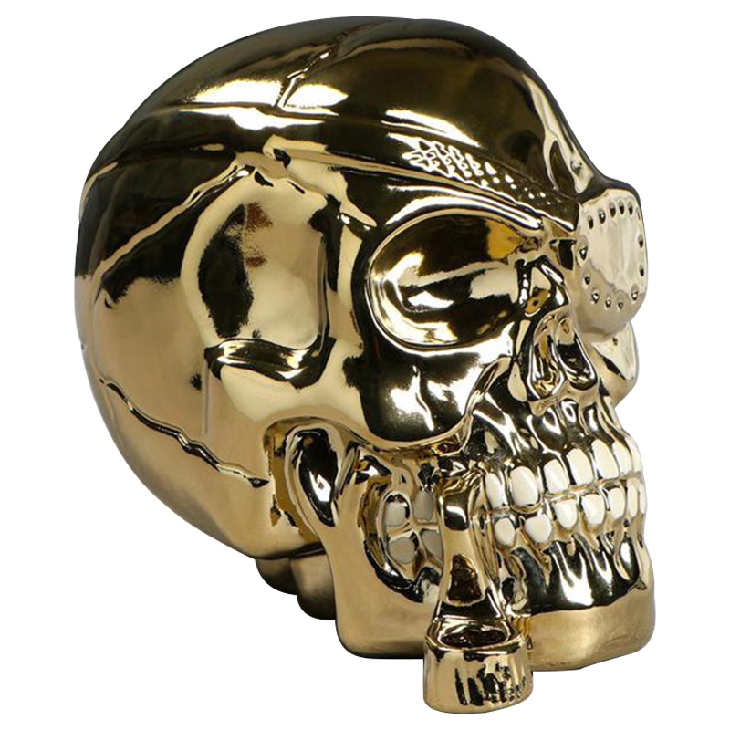 Статуэтка Golden Skull with Pipe Золотой Статуэтка Golden Skull with Pipe Золотой в Рязани | Loft Concept