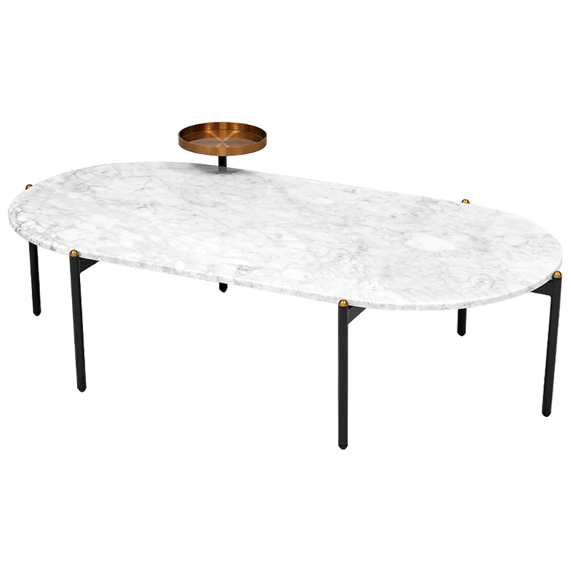 Кофейный стол с белой каменной столешницей Macias Coffee Table White Белый Черный Медь Кофейный стол с белой каменной столешницей Macias Coffee Table White Белый Черный Медь в Рязани | Loft Concept