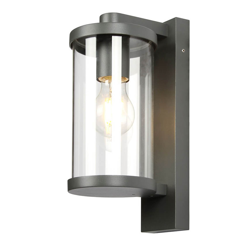 Уличный настенный светильник Horan Street Lamp Черный Прозрачное Стекло Уличный настенный светильник Horan Street Lamp Черный Прозрачное Стекло в Рязани | Loft Concept