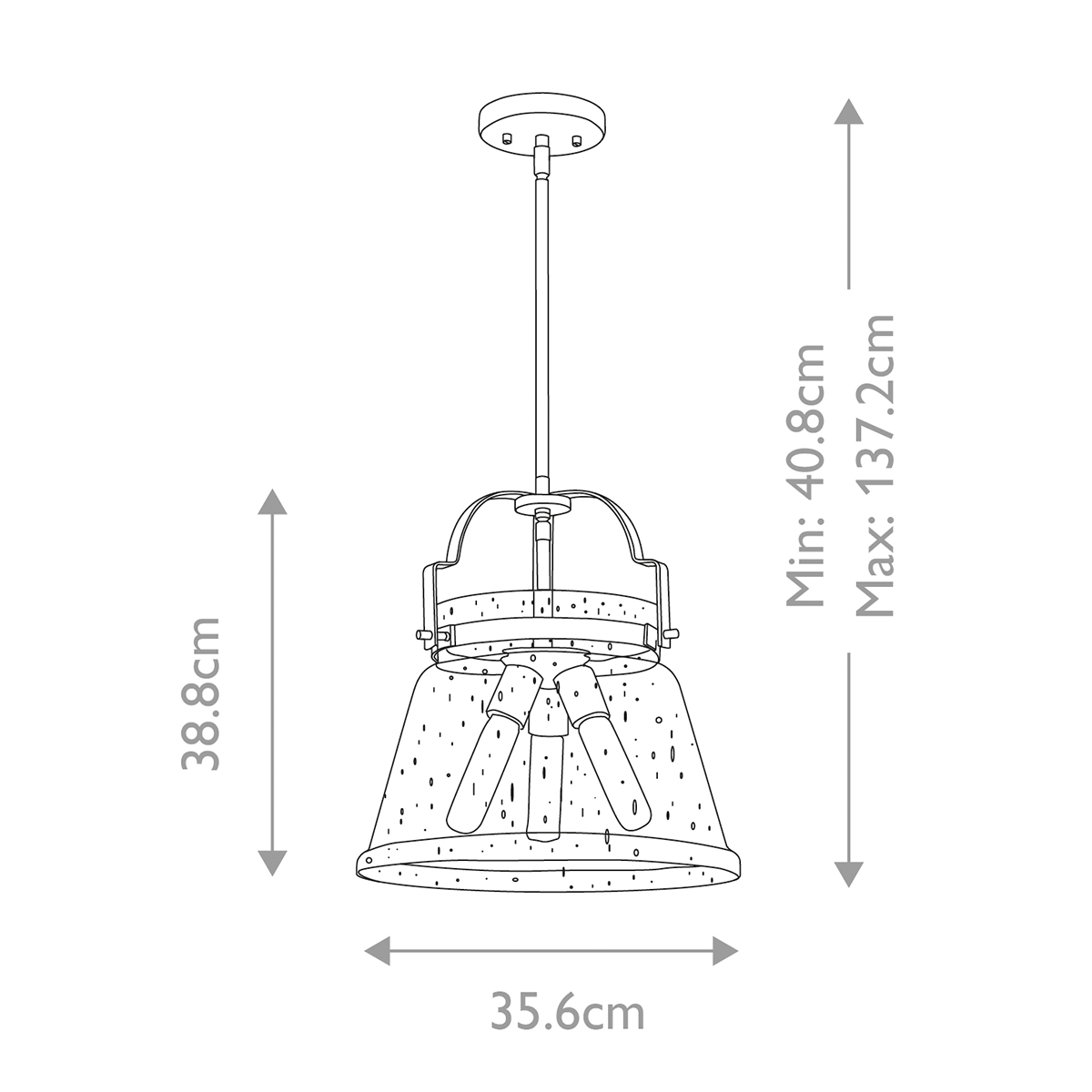Подвесной светильник с прозрачным стеклянным плафоном в форме колокола с эффектом пузырьков и тремя лампами Quoizel в Рязани