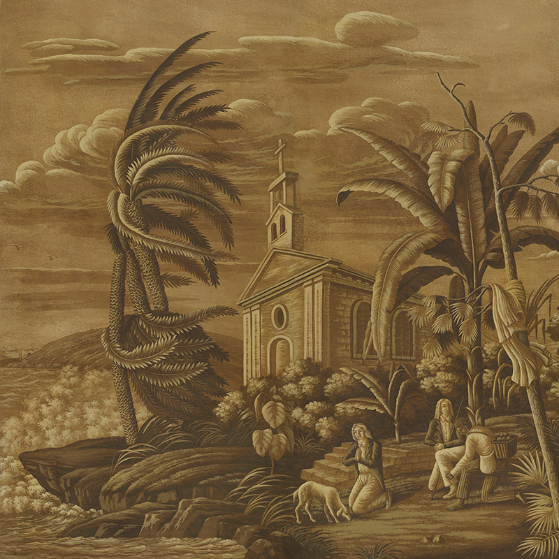 Обои ручная роспись Paul et Virginie Sepia on antique scenic Xuan paper Обои ручная роспись Paul et Virginie Sepia on antique scenic Xuan paper в Рязани | Loft Concept