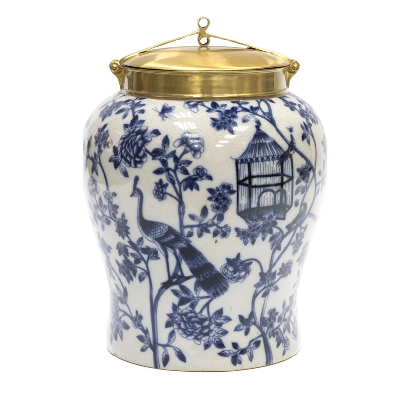 Ваза Blue and Bronze Cover Vase Белый Синий Бронза в Рязани | Loft Concept 