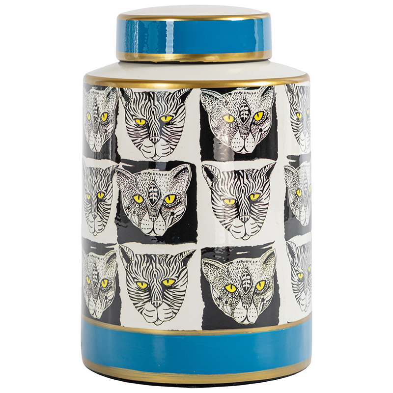Ваза с крышкой Cats Vase Белый Черно-белый Голубой Золотой Красный Ваза с крышкой Cats Vase Белый Черно-белый Голубой Золотой Красный в Рязани | Loft Concept
