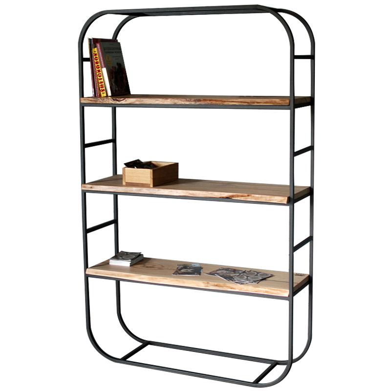 Стеллаж Jensen Industrial Metal Rust Rack Черный Светлый дуб Стеллаж Jensen Industrial Metal Rust Rack Черный Светлый дуб в Рязани | Loft Concept