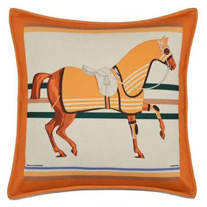Декоративная подушка Hermes Horse 22 Оранжевый Мульти в Рязани | Loft Concept 