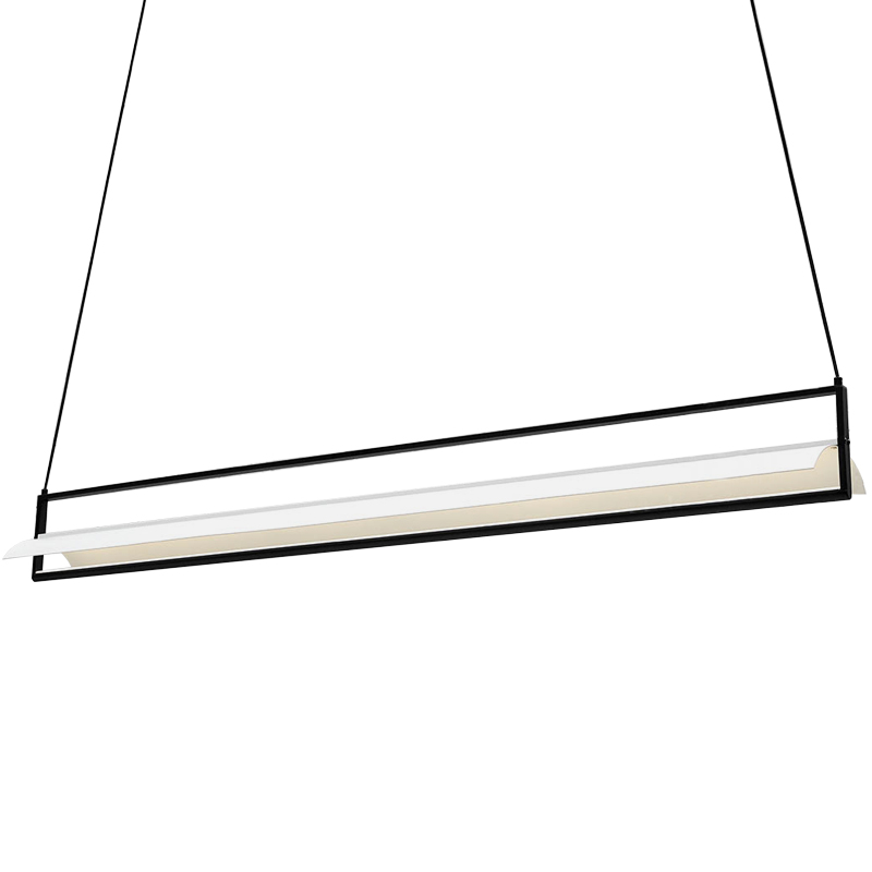 Дизайнерский линейный подвесной светильник CANVAS LINEAR RECTANGULAR HANGING LAMP Черный Белый Дизайнерский линейный подвесной светильник CANVAS LINEAR RECTANGULAR HANGING LAMP Черный Белый в Рязани | Loft Concept