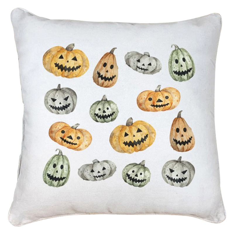 Подушка Halloween Pumpkin Белый Оранжевый Серый Подушка Halloween Pumpkin Белый Оранжевый Серый в Рязани | Loft Concept
