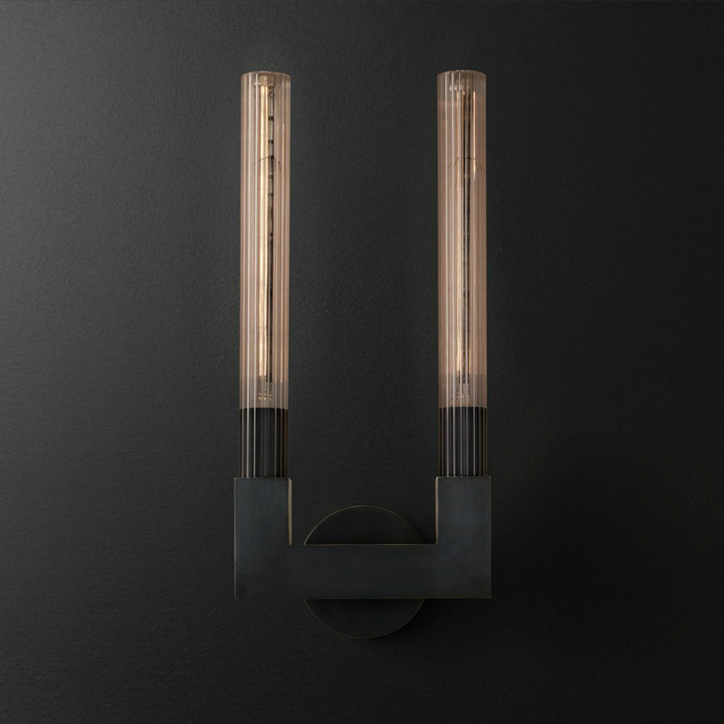 Бра RH CANNELLE wall lamp DOUBLE Sconces Black Черный Прозрачное Стекло Бра RH CANNELLE wall lamp DOUBLE Sconces Black Черный Прозрачное Стекло в Рязани | Loft Concept