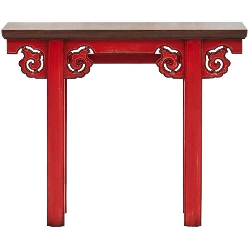 Деревянная консоль в китайском стиле красная Tang Console Table Красный Коричневый Деревянная консоль в китайском стиле красная Tang Console Table Красный Коричневый в Рязани | Loft Concept